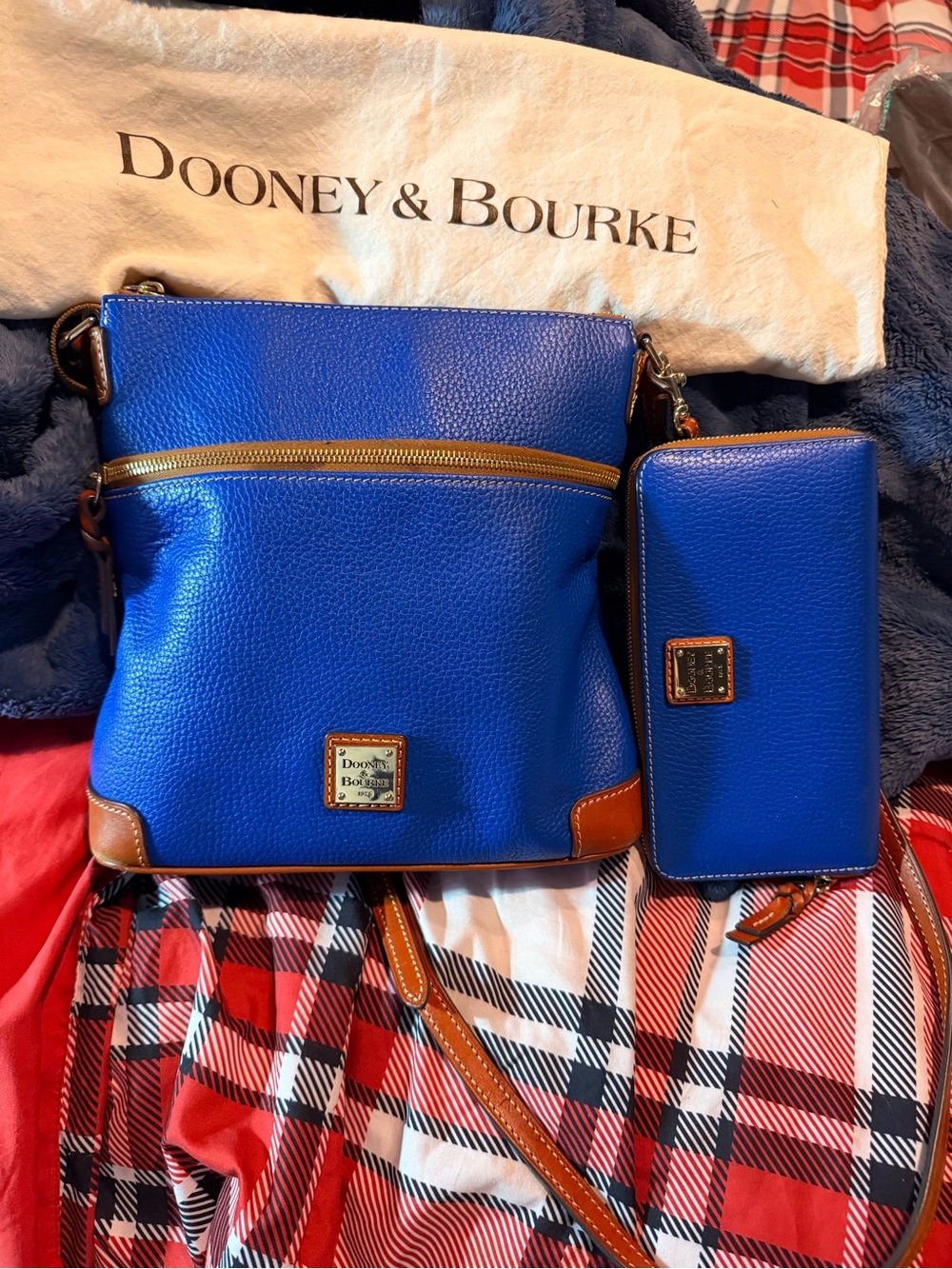 Dooney & Bourke Cobalt Blue Pebbled Leather Crossbody with Matching Wallet